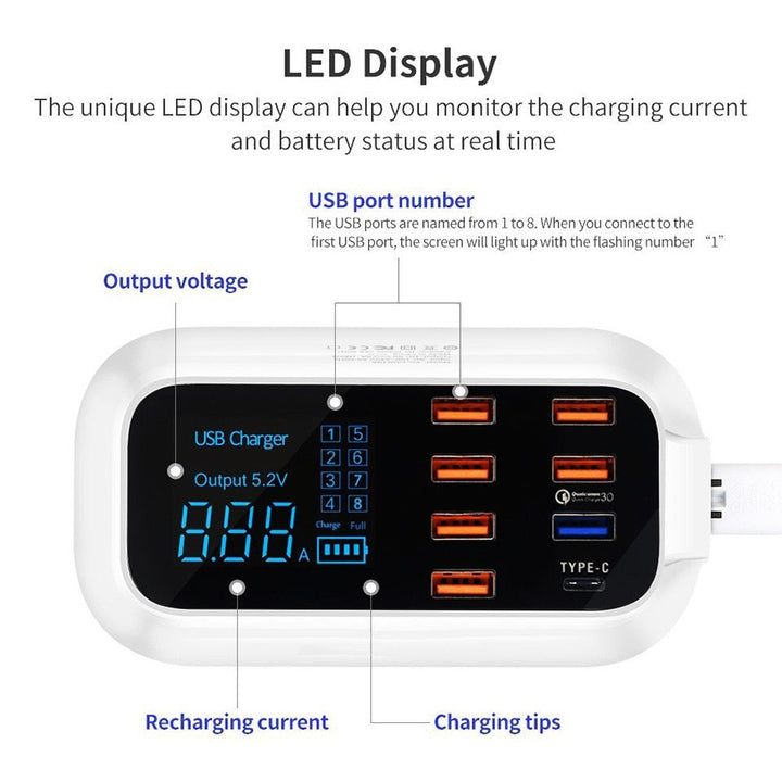 Estação de carregador USB inteligente comum Quick Charge 3.0