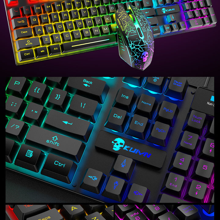 Conjunto luminoso de teclado e mouse Kuiying T6RGB