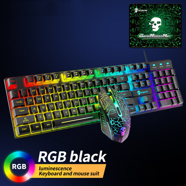 Conjunto luminoso de teclado e mouse Kuiying T6RGB