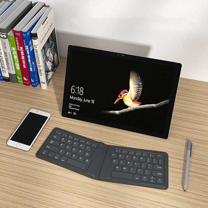 Compatível com Apple, teclado Bluetooth dobrável aeroespacial, telefone tablet