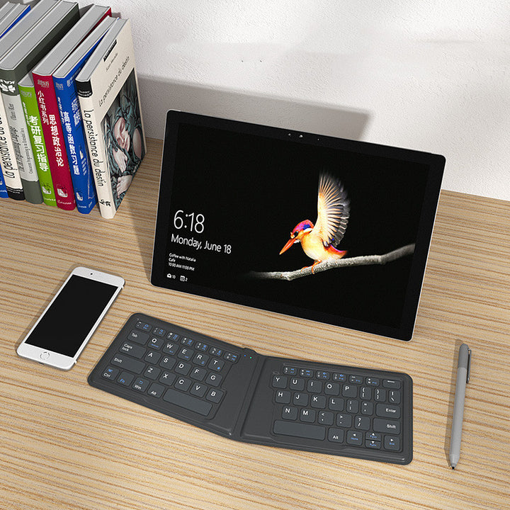 Compatível com Apple, teclado Bluetooth dobrável aeroespacial, telefone tablet