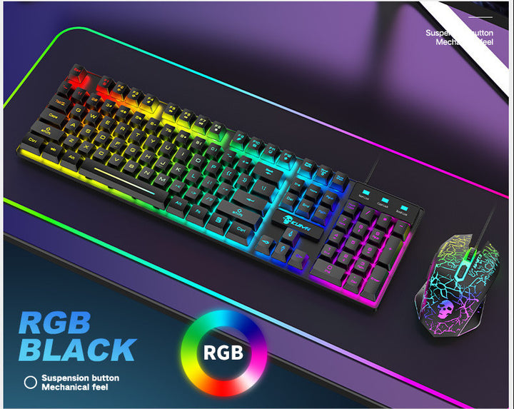 Conjunto luminoso de teclado e mouse Kuiying T6RGB