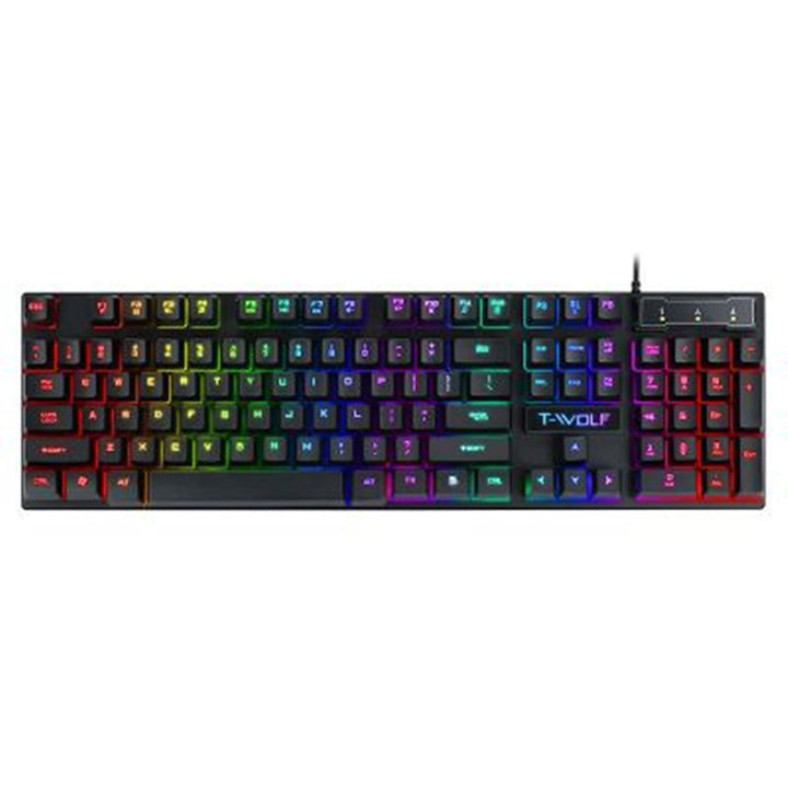 teclado com fio luminoso USB para jogos