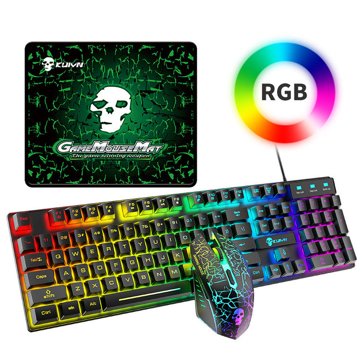 Conjunto luminoso de teclado e mouse Kuiying T6RGB