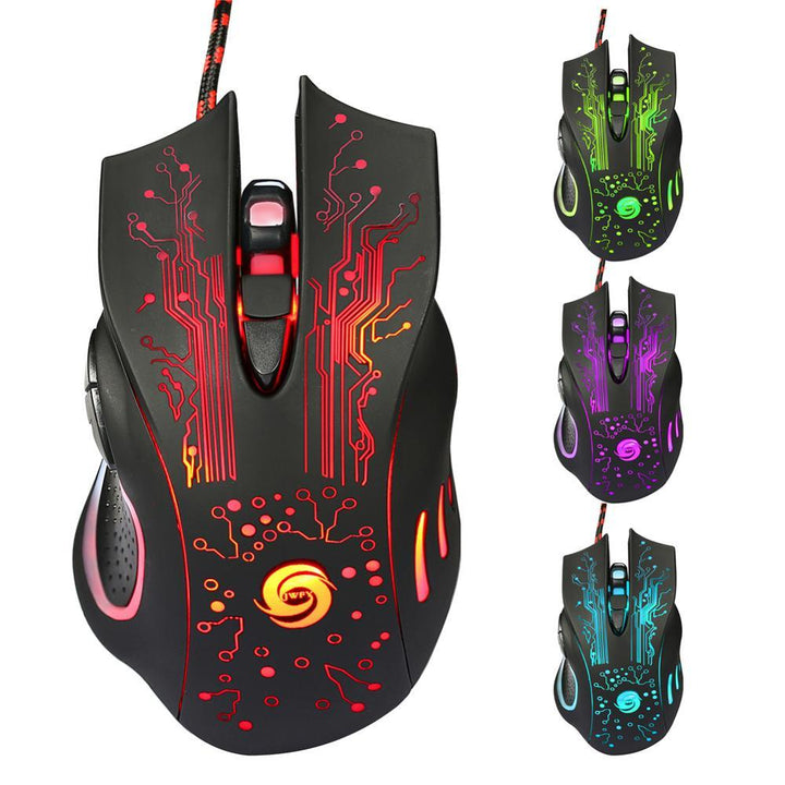 Mouse para jogos com fio USB 5500DPI ajustável 7 botões LED