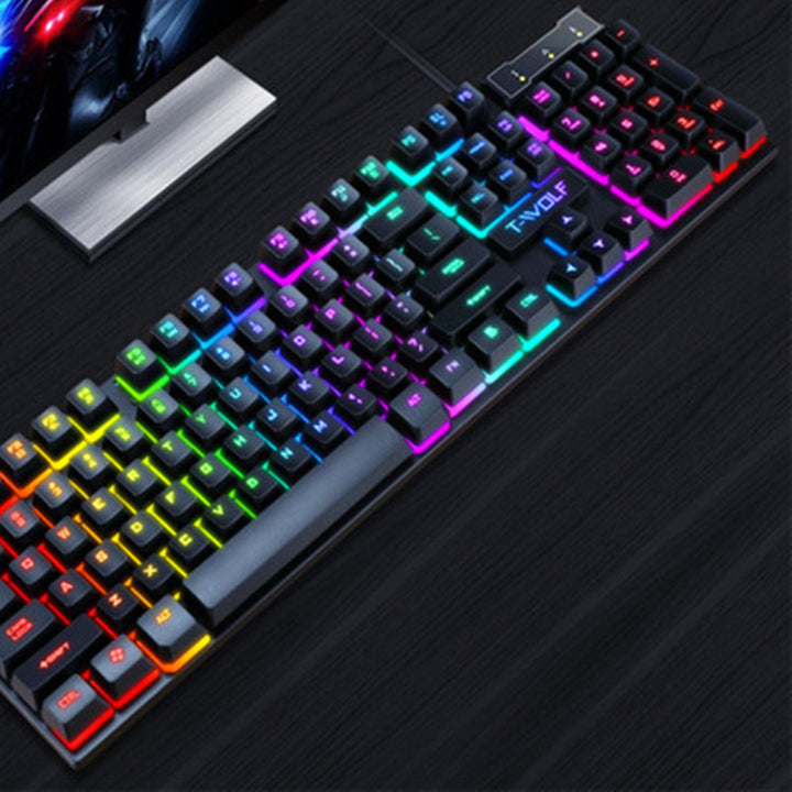 teclado com fio luminoso USB para jogos