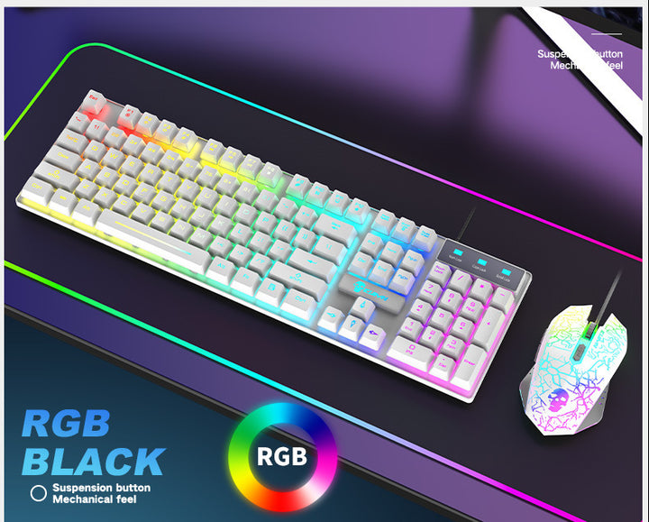 Conjunto luminoso de teclado e mouse Kuiying T6RGB