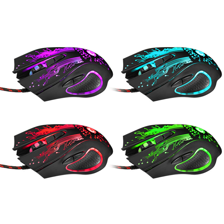 Mouse para jogos com fio USB 5500DPI ajustável 7 botões LED