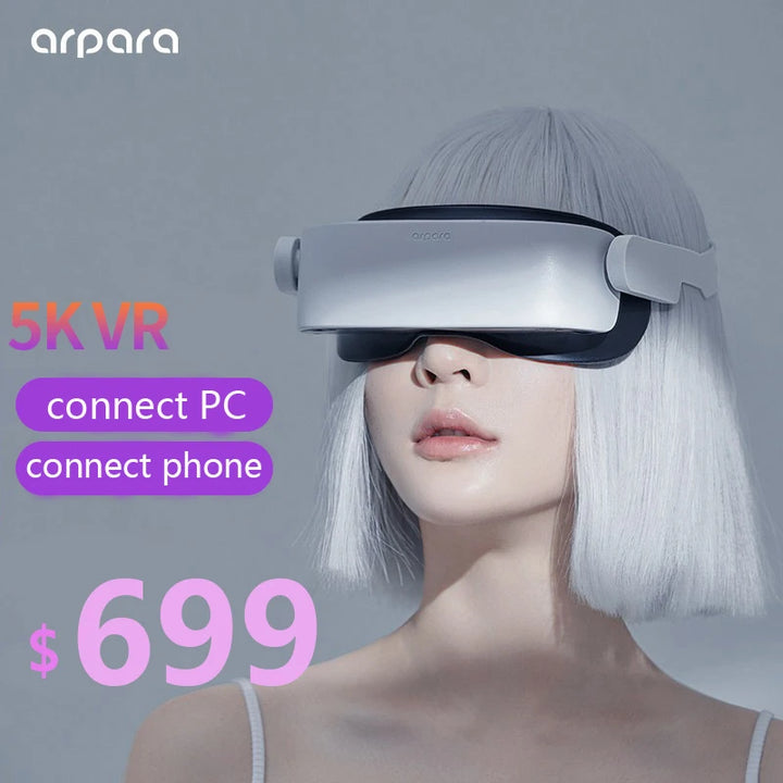 Os óculos 3D dos fones de ouvido Arpara 5K VR combinam com o telefone inteligente e o capacete VR do computador versão Lite