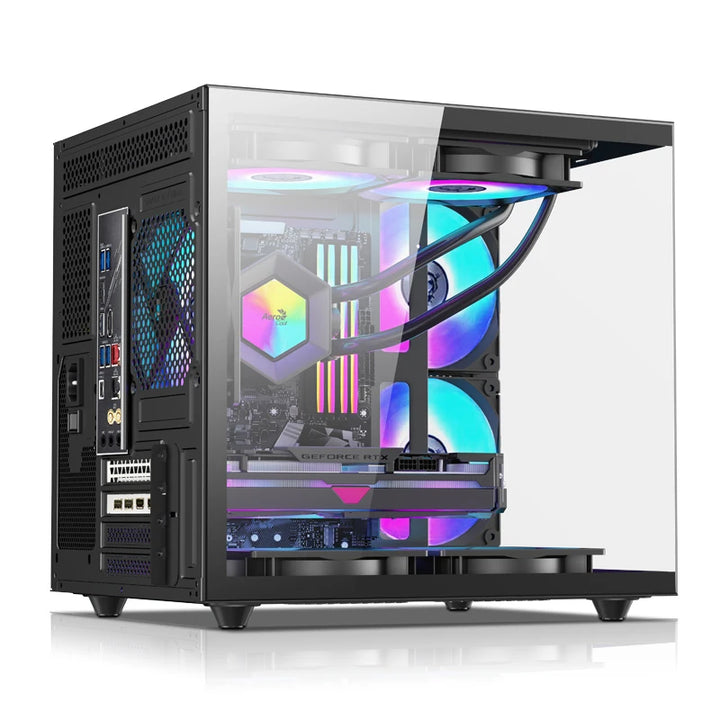 torres M-Atx com gabinete de vidro temperado para resfriamento RGB para gabinete de computador com ventilador