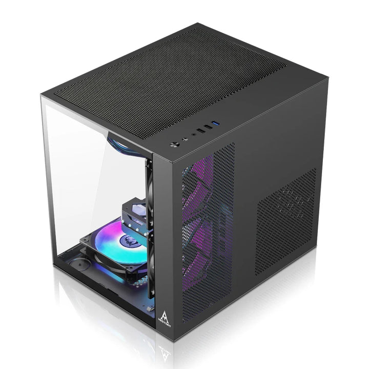 torres M-Atx com gabinete de vidro temperado para resfriamento RGB para gabinete de computador com ventilador