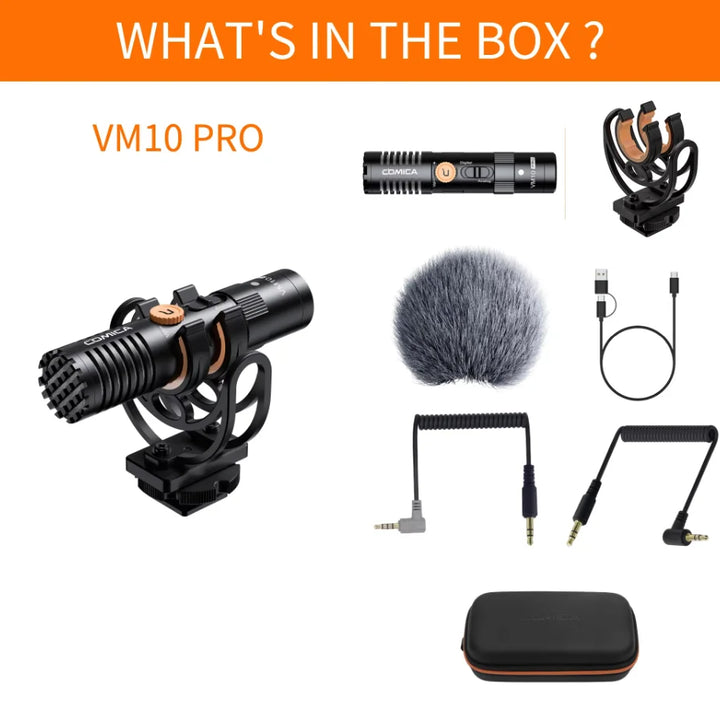 Comica VM10 PRO On-Camera Cardioid Shotgun Microphone with Shock Mount for Android iPhone DSLR Camera Gopro DJI Action 3