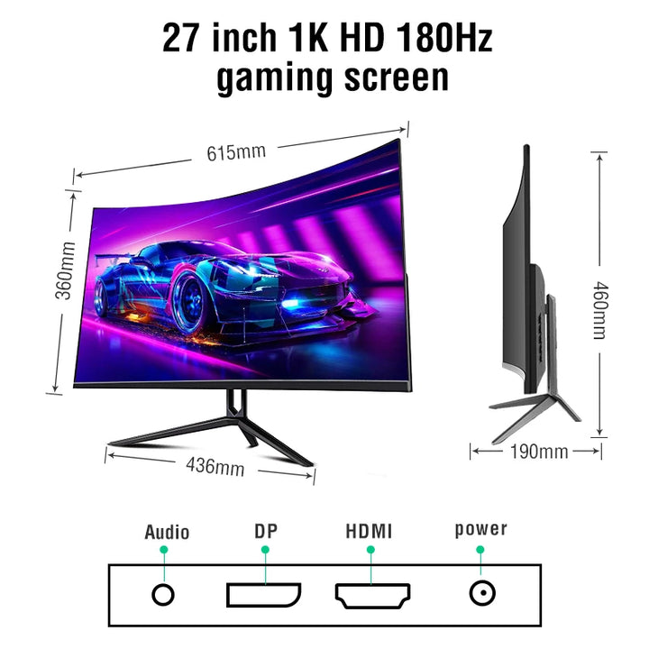 Anmite 27" FHD 240hz Curved Gaming Computer Monitor HDR USB-C FHD [1920 x 1080] 240HZ PCHDMI Ultra-thinscreen Display