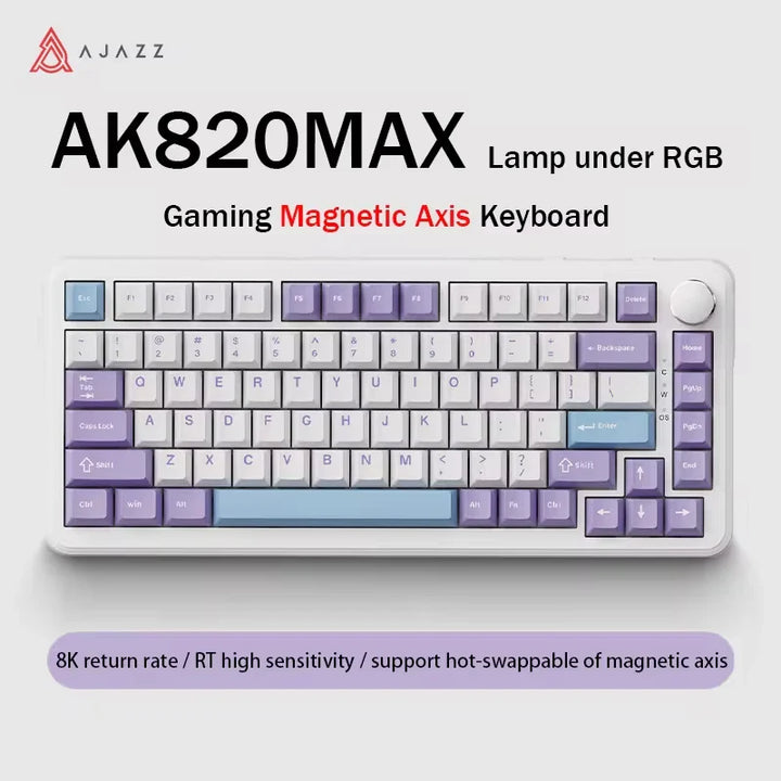 AJAZZ AK820MAX Mechanical Keyboard Magnetic Axis Wired/Wireless Tri-Mode 81 KEY Hot-swappable Gasket Structure With 0.85" Screen