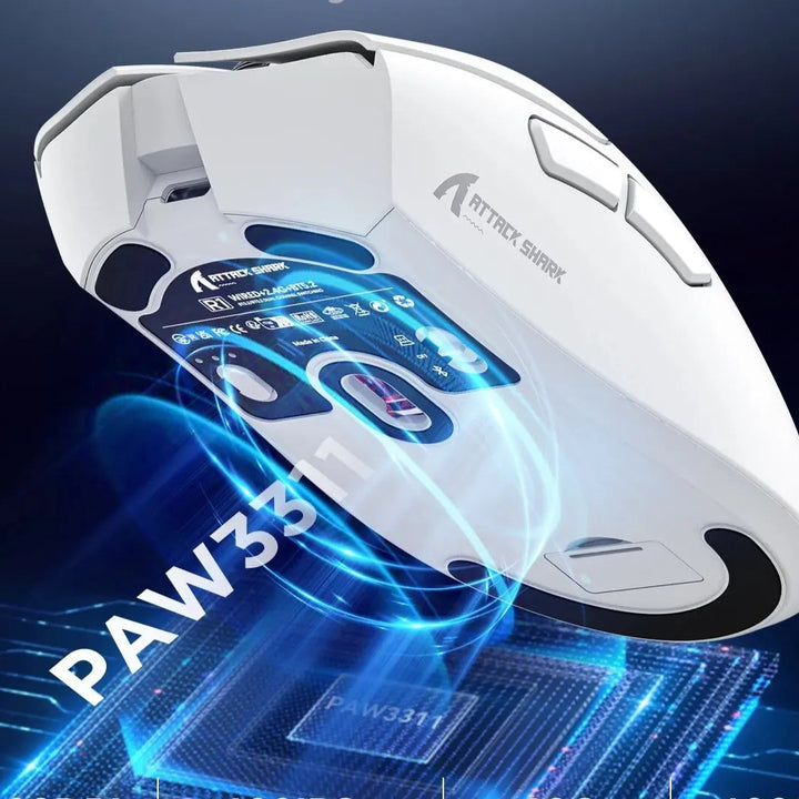 R1 Superlight Mouse Bluetooth 2.4G Wireless Gaming Mouse PixArt PAW3311 Gaming Sensor 6 Adjustable DPI for Office Game