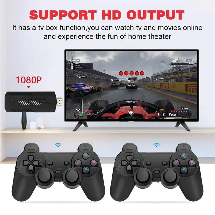 Novo x2 plus jogo vara 4k hd console de jogos de vídeo 2.4g duplo controlador sem fio jogo vara para n64/psp/ps1/gba