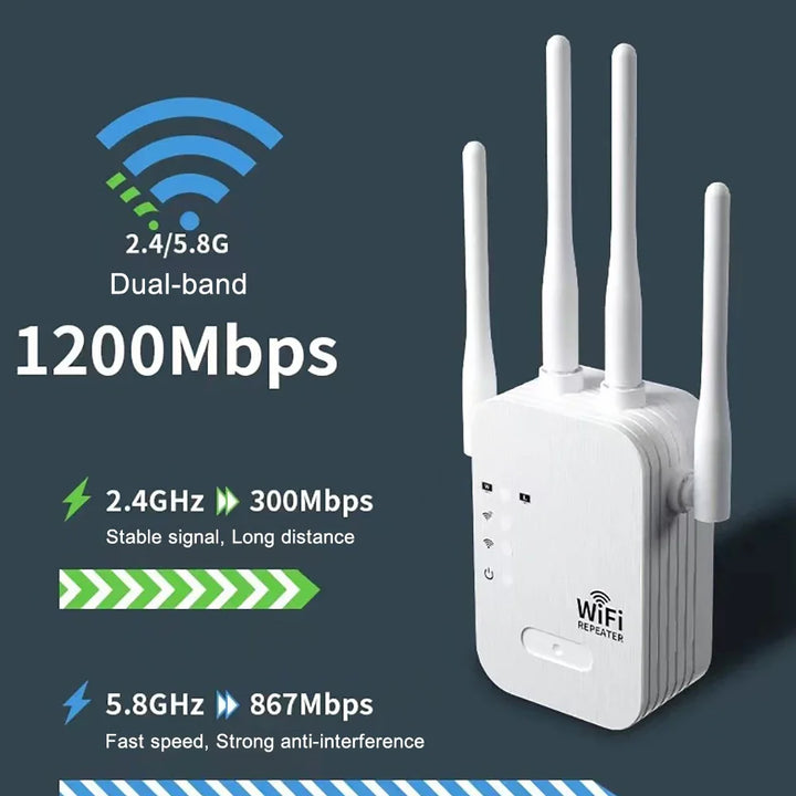 wifi repetidor extensor sem fio wifi impulsionador 5g 2.4g amplificador de rede de banda dupla sinal de longo alcance roteador wi-fi casa