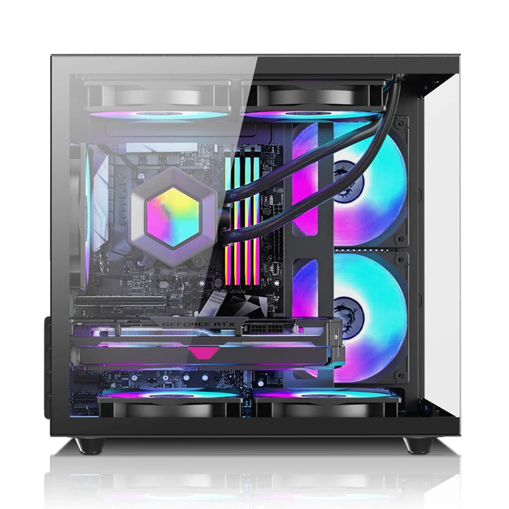 Manufacturer Custom for M-Atx Cases &amp; Towers With Tempered Glass Cabinet for RGB Cooling for Fan PC Computer Case