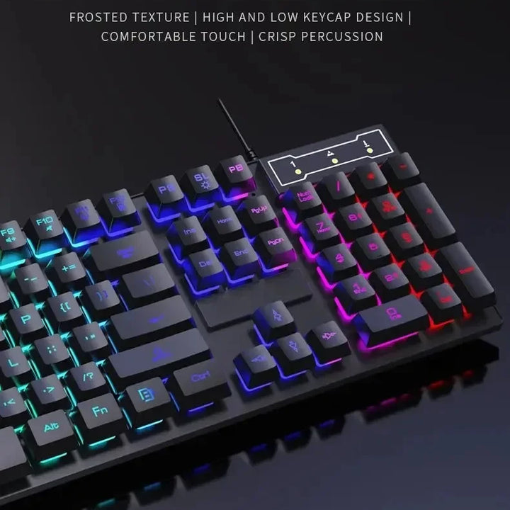 Teclado mecânico retroiluminado com 104 teclas, teclado para jogos com fio, à prova d'água, luminoso