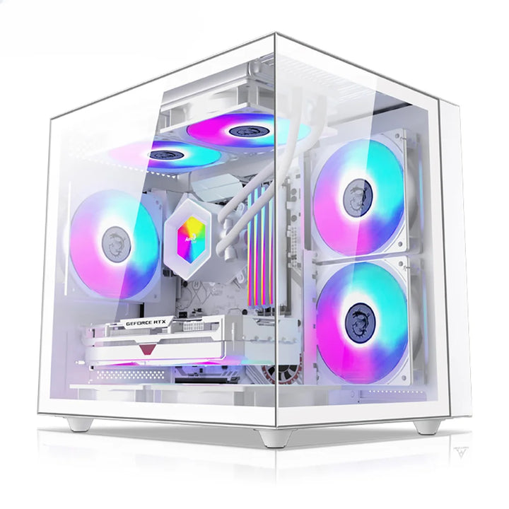 torres M-Atx com gabinete de vidro temperado para resfriamento RGB para gabinete de computador com ventilador