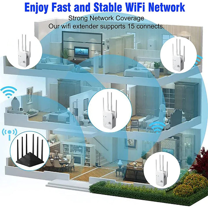 wifi repetidor extensor sem fio wifi impulsionador 5g 2.4g amplificador de rede de banda dupla sinal de longo alcance roteador wi-fi casa