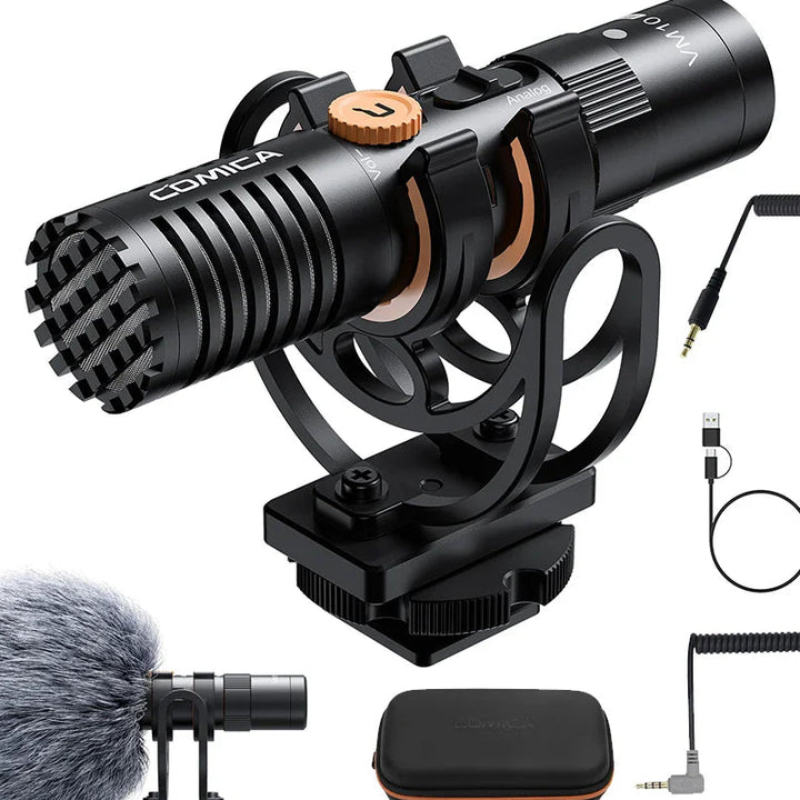 Comica VM10 PRO On-Camera Cardioid Shotgun Microphone with Shock Mount for Android iPhone DSLR Camera Gopro DJI Action 3