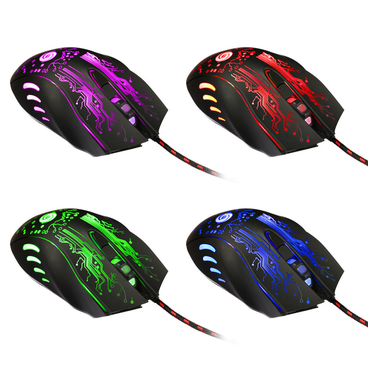 Mouse para jogos com fio USB 5500DPI ajustável 7 botões LED